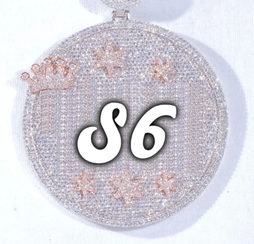 CUSTOM LETTER NECKLACE 3D BIG CROWN DISC sold by The GUU Shop