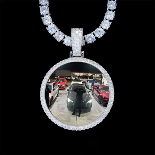 925S & VVS Moissanite 3D Circle Custom Picture Pendant sold by The GUU Shop