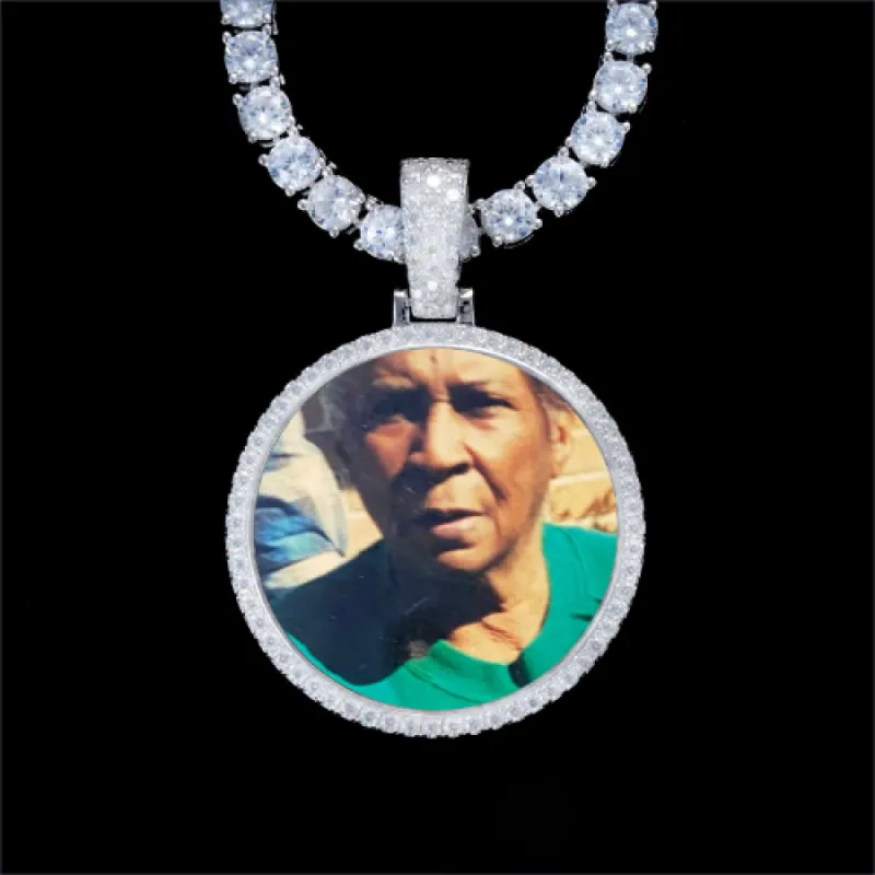 925S & VVS Moissanite 3D Circle Custom Picture Pendant sold by The GUU Shop