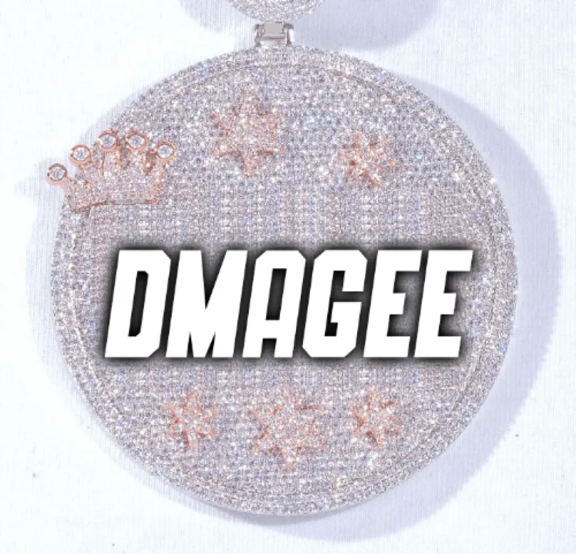 CUSTOM LETTER NECKLACE 3D BIG CROWN DISC sold by The GUU Shop