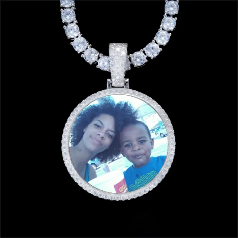 925S & VVS Moissanite 3D Circle Custom Picture Pendant sold by The GUU Shop