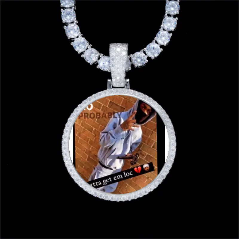 925S & VVS Moissanite 3D Circle Custom Picture Pendant sold by The GUU Shop