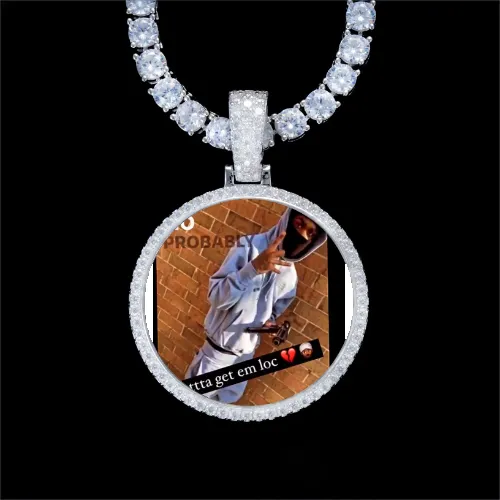 925S & VVS Moissanite 3D Circle Custom Picture Pendant sold by The GUU Shop