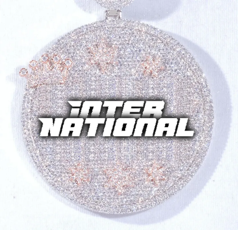 CUSTOM LETTER NECKLACE 3D BIG CROWN DISC sold by The GUU Shop