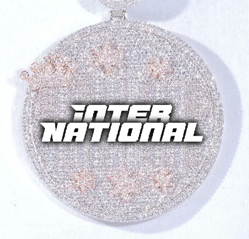 CUSTOM LETTER NECKLACE 3D BIG CROWN DISC sold by The GUU Shop