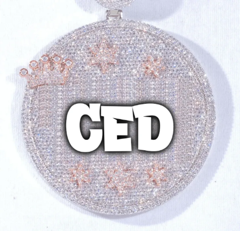 CUSTOM LETTER NECKLACE 3D BIG CROWN DISC sold by The GUU Shop