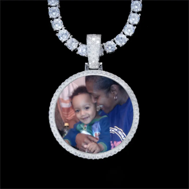 925S & VVS Moissanite 3D Circle Custom Picture Pendant sold by The GUU Shop