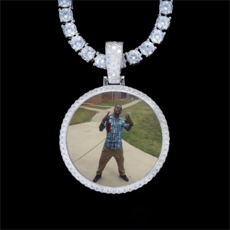 925S & VVS Moissanite 3D Circle Custom Picture Pendant sold by The GUU Shop