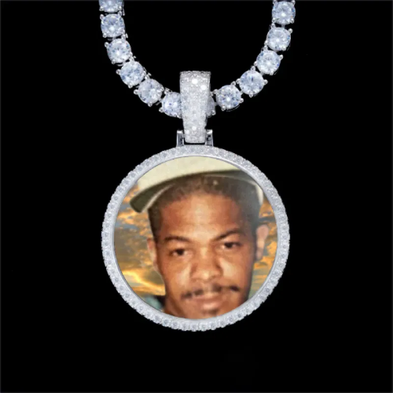 925S & VVS Moissanite 3D Circle Custom Picture Pendant sold by The GUU Shop
