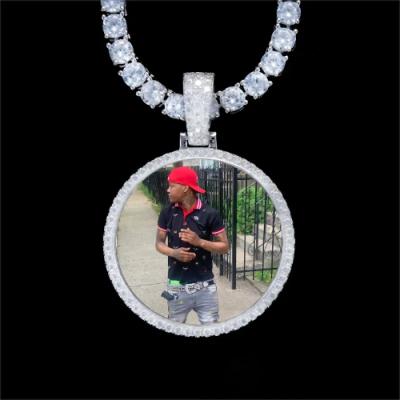 925S & VVS Moissanite 3D Circle Custom Picture Pendant sold by The GUU Shop