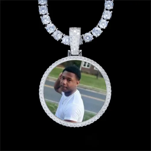 925S & VVS Moissanite 3D Circle Custom Picture Pendant sold by The GUU Shop