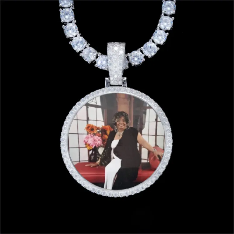 925S & VVS Moissanite 3D Circle Custom Picture Pendant sold by The GUU Shop