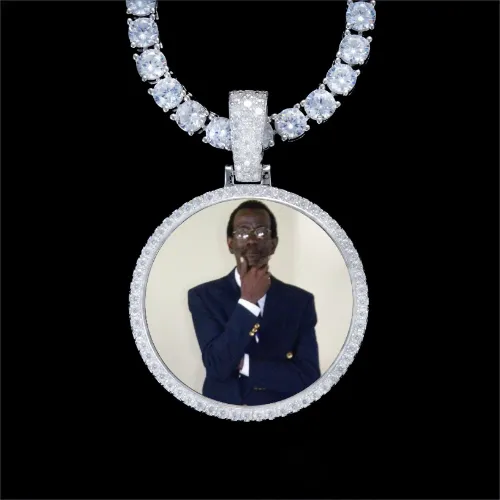925S & VVS Moissanite 3D Circle Custom Picture Pendant sold by The GUU Shop