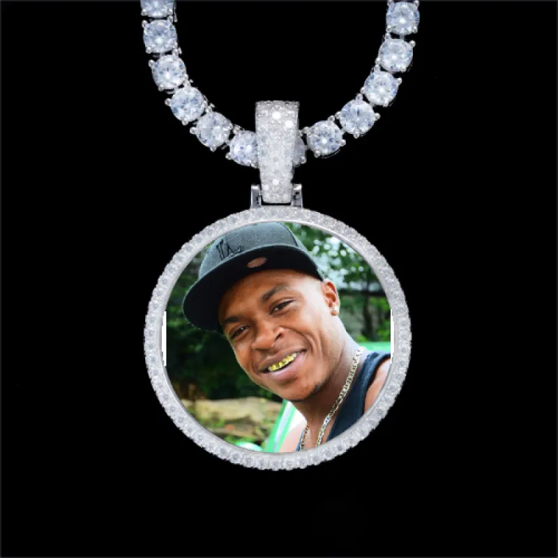 925S & VVS Moissanite 3D Circle Custom Picture Pendant sold by The GUU Shop
