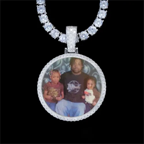 925S & VVS Moissanite 3D Circle Custom Picture Pendant sold by The GUU Shop