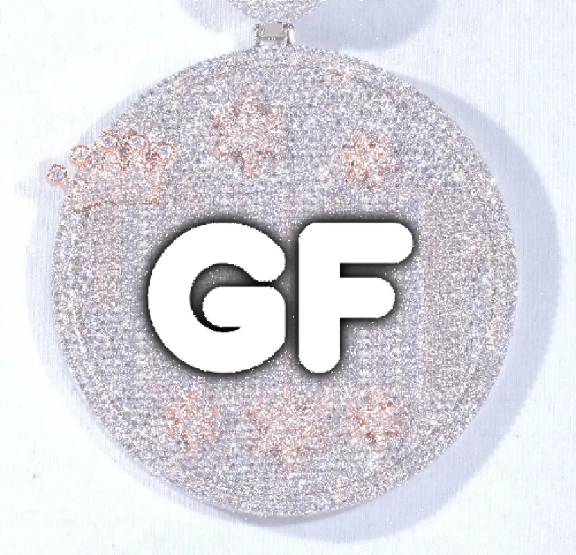 CUSTOM LETTER NECKLACE 3D BIG CROWN DISC sold by The GUU Shop