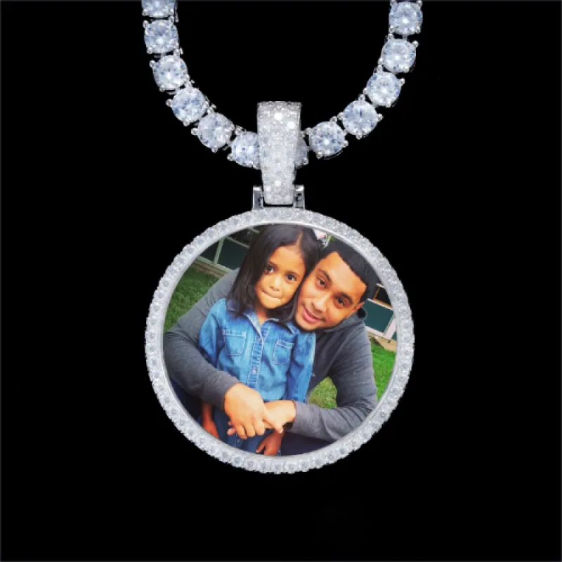 925S & VVS Moissanite 3D Circle Custom Picture Pendant sold by The GUU Shop