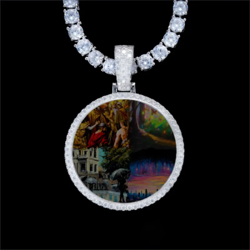 925S & VVS Moissanite 3D Circle Custom Picture Pendant sold by The GUU Shop