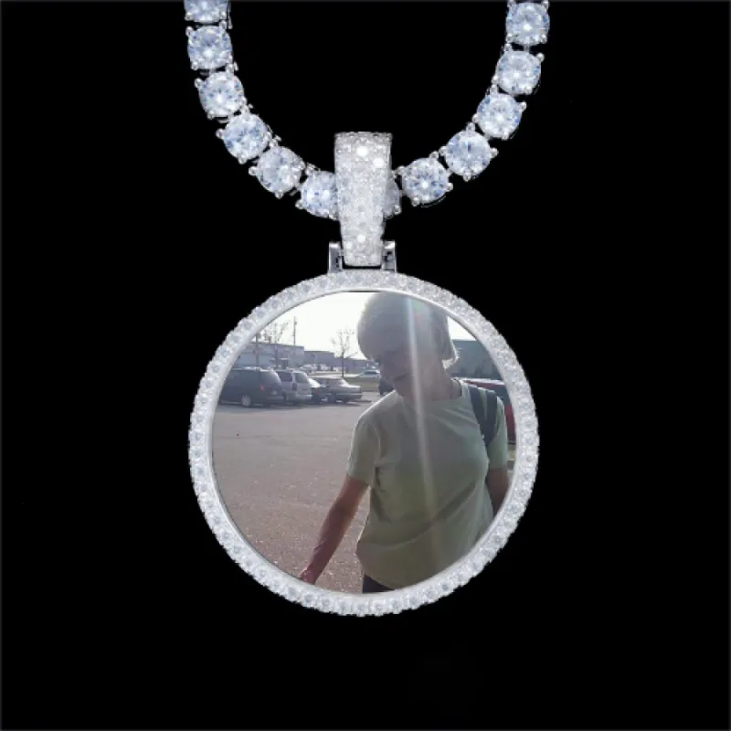 925S & VVS Moissanite 3D Circle Custom Picture Pendant sold by The GUU Shop