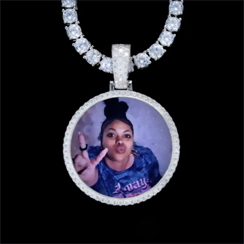 925S & VVS Moissanite 3D Circle Custom Picture Pendant sold by The GUU Shop