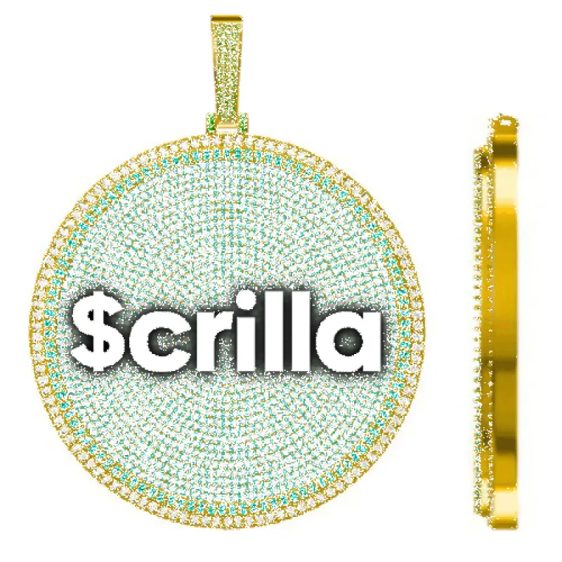 CUSTOM LETTER NECKLACE 3D BIG DISC sold by The GUU Shop