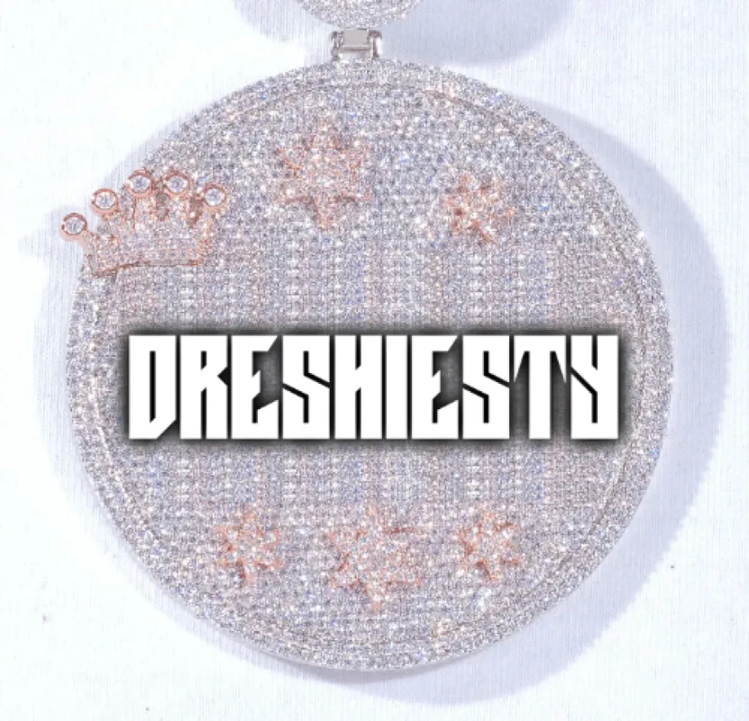 CUSTOM LETTER NECKLACE 3D BIG CROWN DISC sold by The GUU Shop