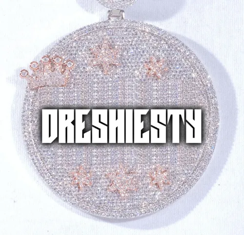 CUSTOM LETTER NECKLACE 3D BIG CROWN DISC sold by The GUU Shop