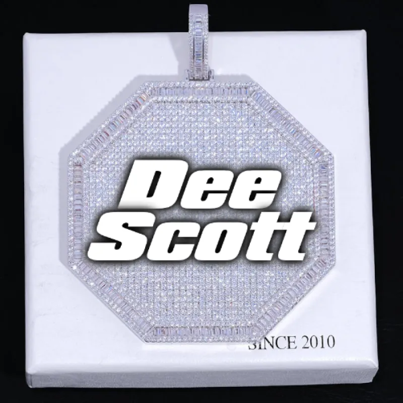 CUSTOM LETTER NECKLACE 3D BIG OCTAGON sold by The GUU Shop