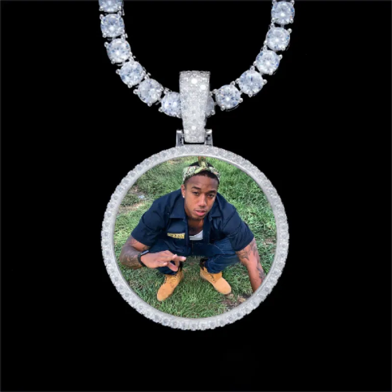 925S & VVS Moissanite 3D Circle Custom Picture Pendant sold by The GUU Shop