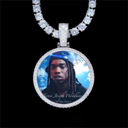 925S & VVS Moissanite 3D Circle Custom Picture Pendant sold by The GUU Shop