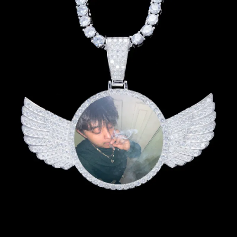 925S & VVS Moissanite 3D Wing Custom Picture Pendant sold by The GUU Shop