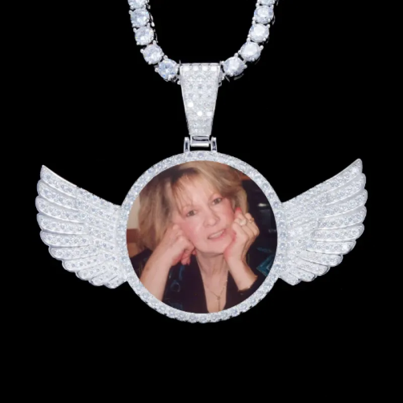 925S & VVS Moissanite 3D Wing Custom Picture Pendant sold by The GUU Shop