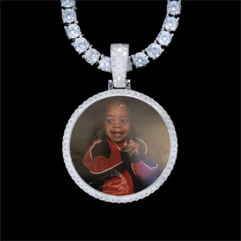 925S & VVS Moissanite 3D Circle Custom Picture Pendant sold by The GUU Shop