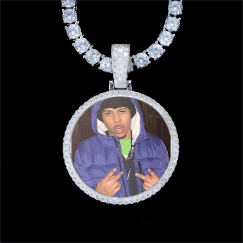 925S & VVS Moissanite 3D Circle Custom Picture Pendant sold by The GUU Shop