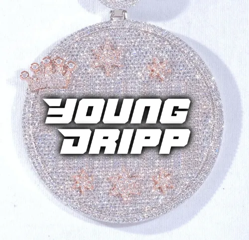 CUSTOM LETTER NECKLACE 3D BIG CROWN DISC sold by The GUU Shop