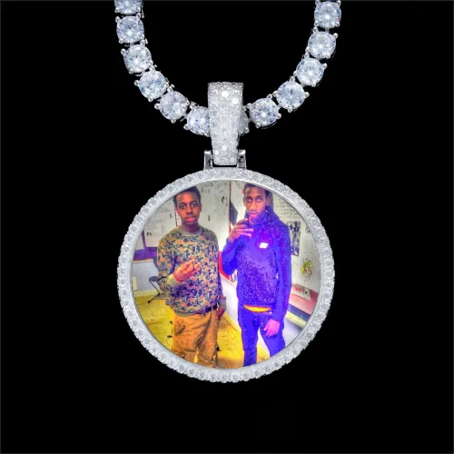 925S & VVS Moissanite 3D Circle Custom Picture Pendant sold by The GUU Shop