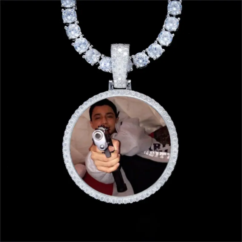 925S & VVS Moissanite 3D Circle Custom Picture Pendant sold by The GUU Shop