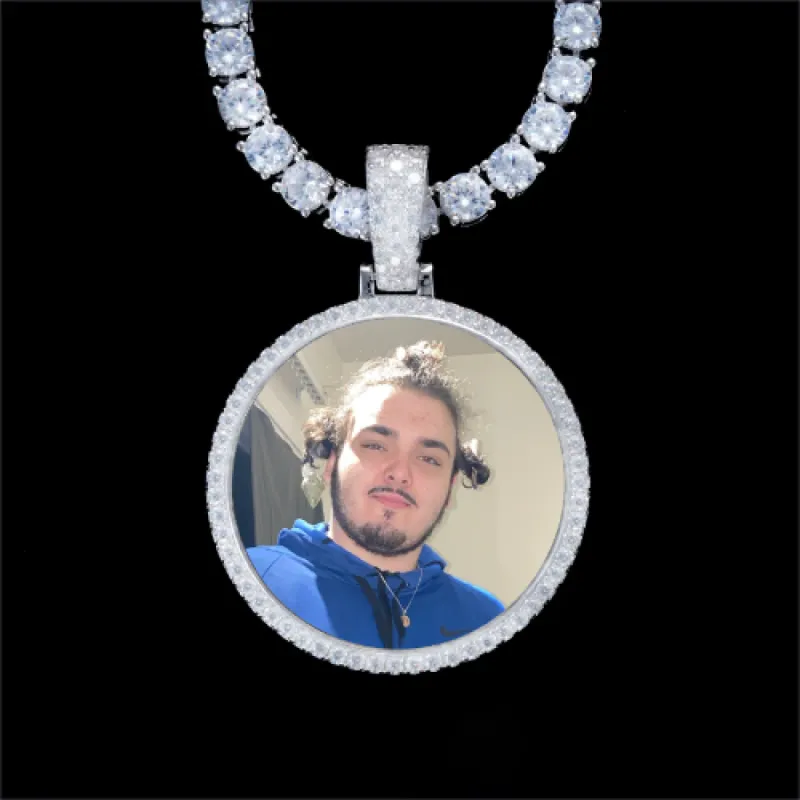 925S & VVS Moissanite 3D Circle Custom Picture Pendant sold by The GUU Shop