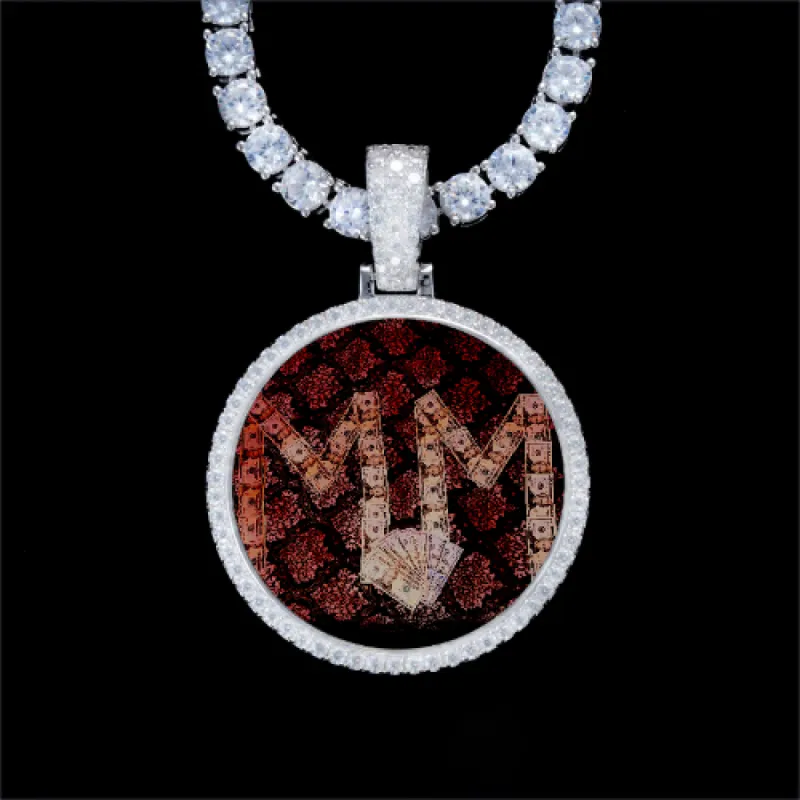 925S & VVS Moissanite 3D Circle Custom Picture Pendant sold by The GUU Shop