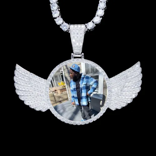 925S & VVS Moissanite 3D Wing Custom Picture Pendant sold by The GUU Shop