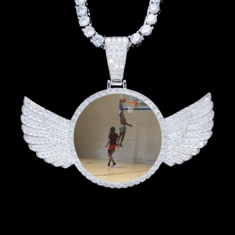 925S & VVS Moissanite 3D Wing Custom Picture Pendant sold by The GUU Shop