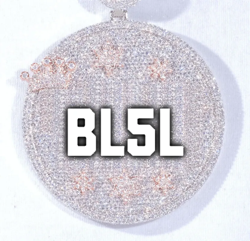 CUSTOM LETTER NECKLACE 3D BIG CROWN DISC sold by The GUU Shop