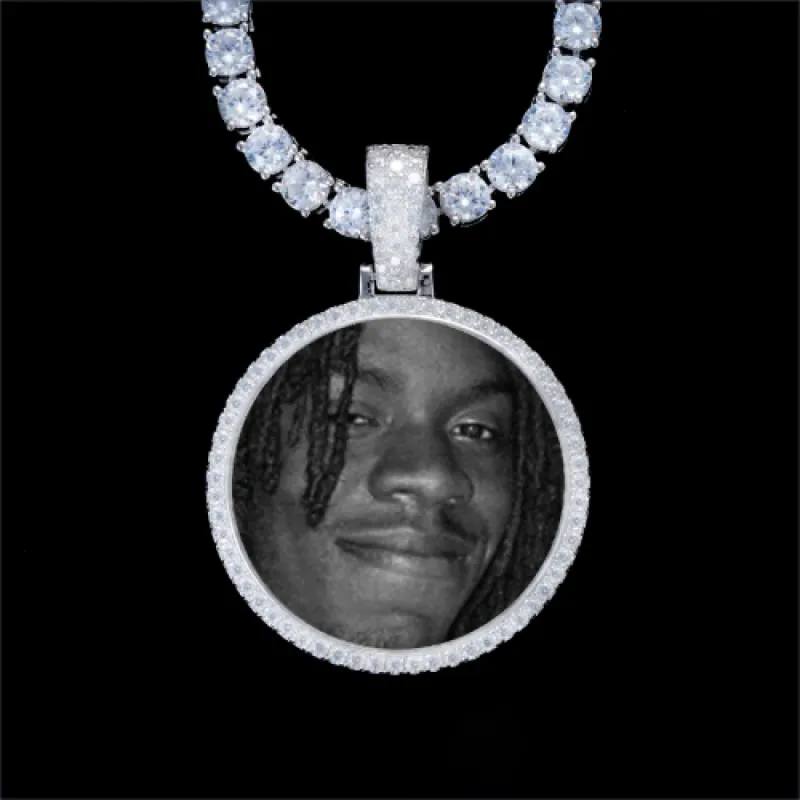 925S & VVS Moissanite 3D Circle Custom Picture Pendant sold by The GUU Shop