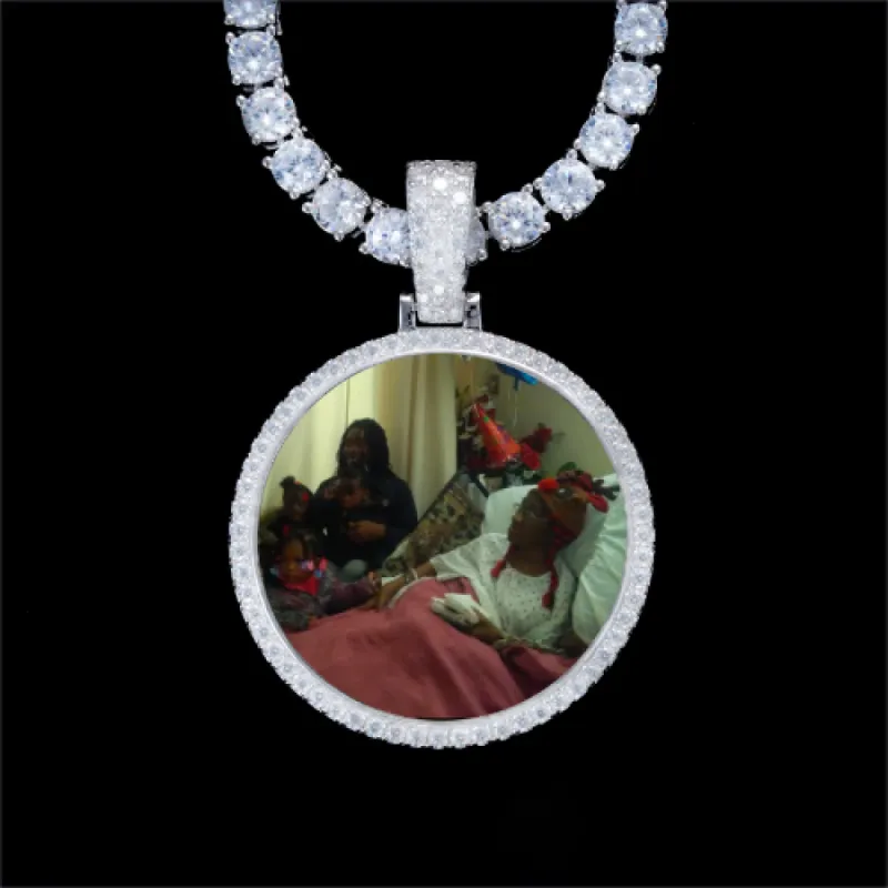 925S & VVS Moissanite 3D Circle Custom Picture Pendant sold by The GUU Shop