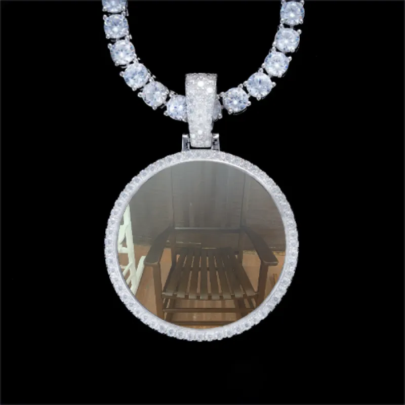 925S & VVS Moissanite 3D Circle Custom Picture Pendant sold by The GUU Shop
