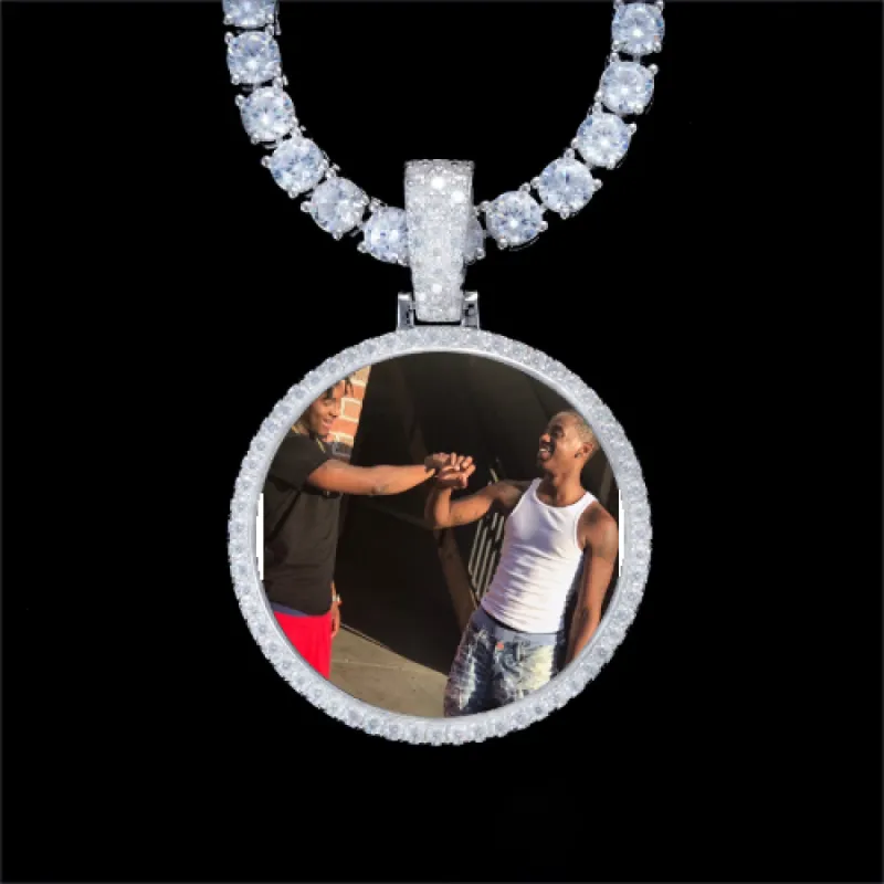 925S & VVS Moissanite 3D Circle Custom Picture Pendant sold by The GUU Shop