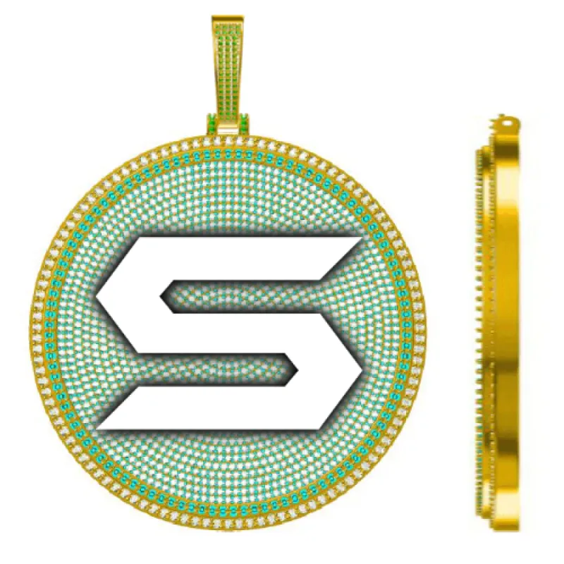 CUSTOM LETTER NECKLACE 3D BIG DISC sold by The GUU Shop