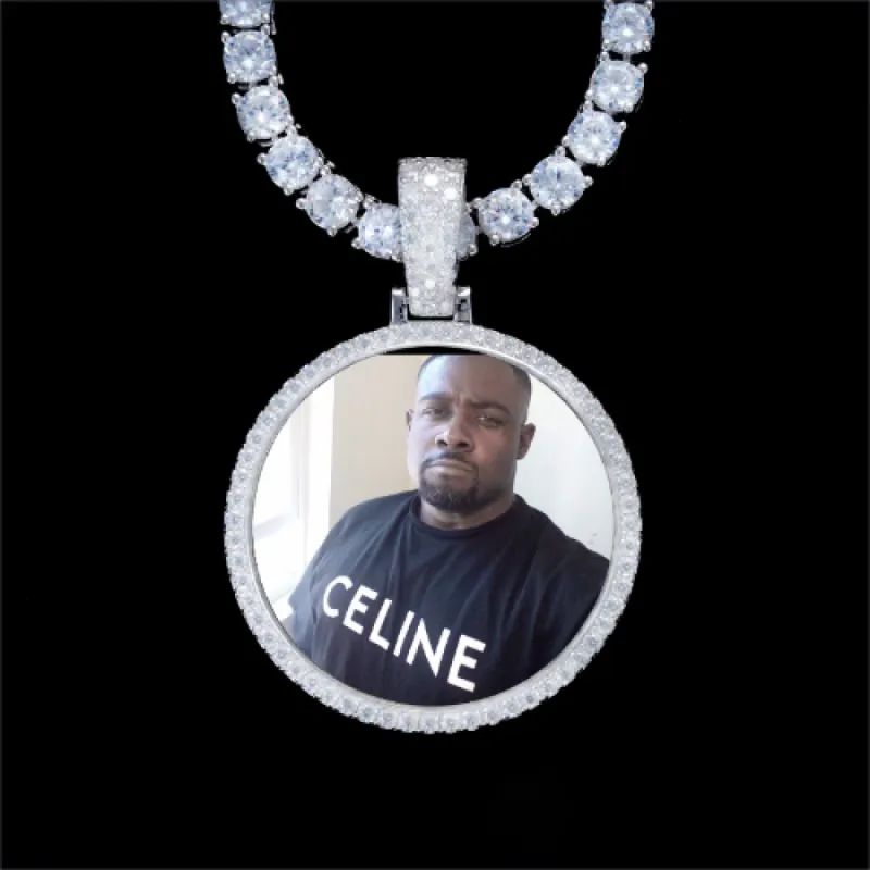 925S & VVS Moissanite 3D Circle Custom Picture Pendant sold by The GUU Shop