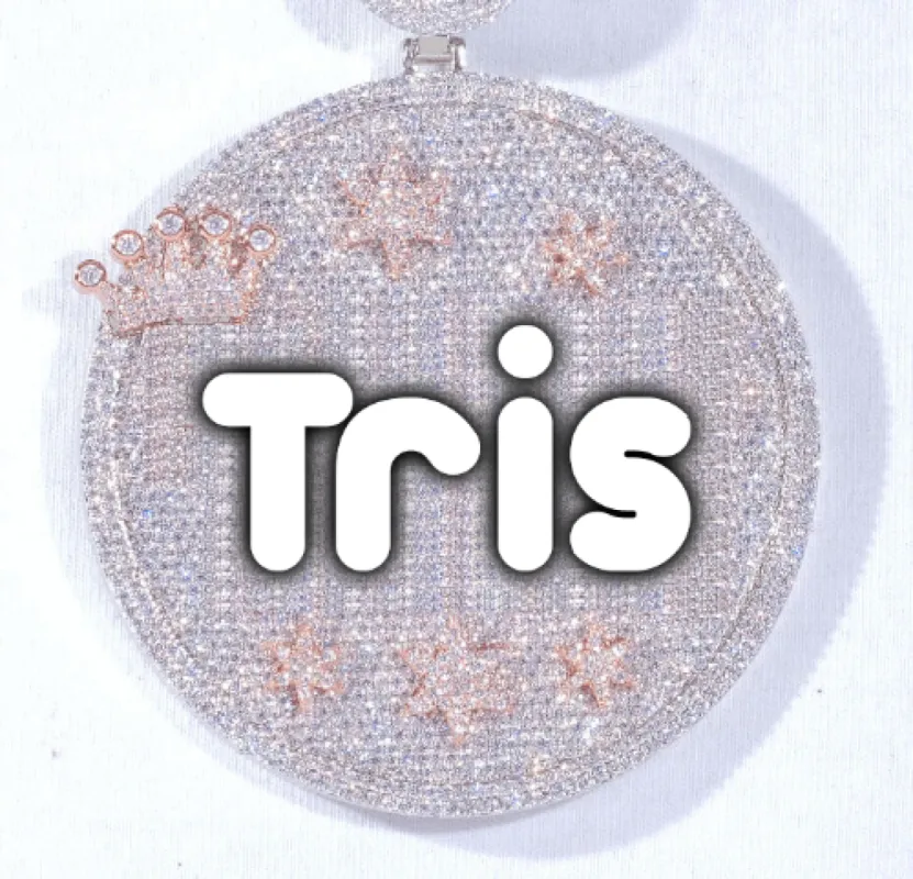 CUSTOM LETTER NECKLACE 3D BIG CROWN DISC sold by The GUU Shop