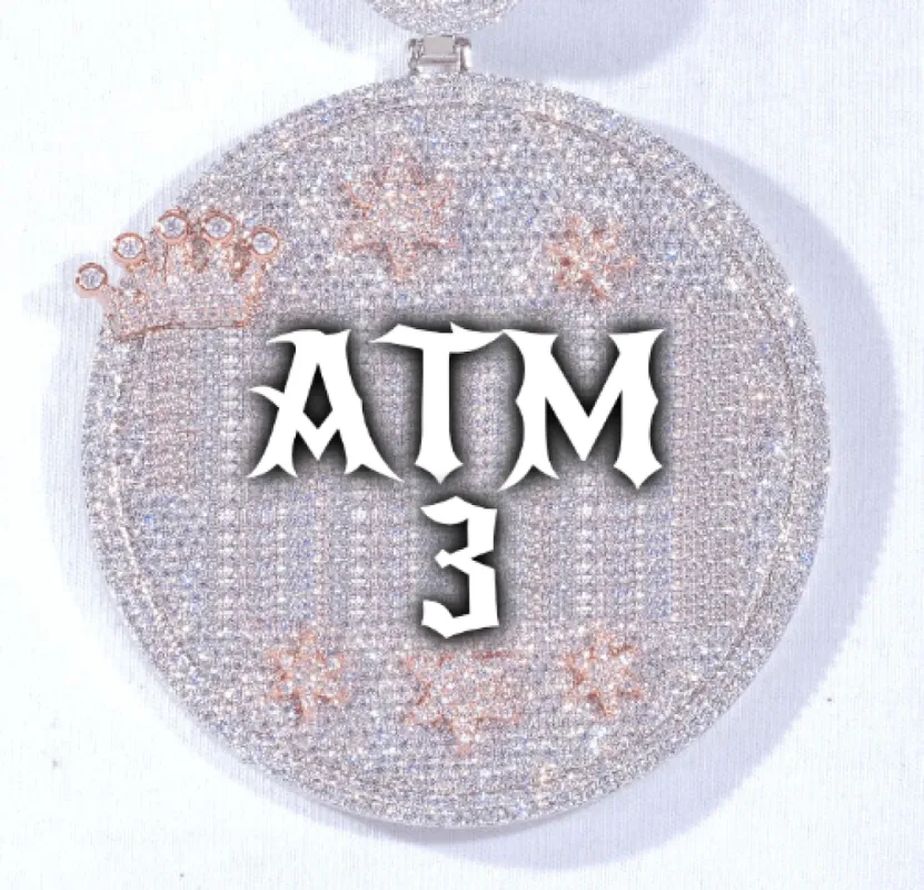 CUSTOM LETTER NECKLACE 3D BIG CROWN DISC sold by The GUU Shop